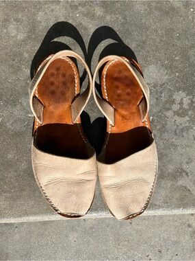 Women’s Neutral Beige Leather Slingback Sandals